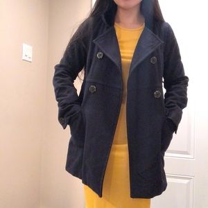 American Eagle Navy-Black Pea Coat - Small
